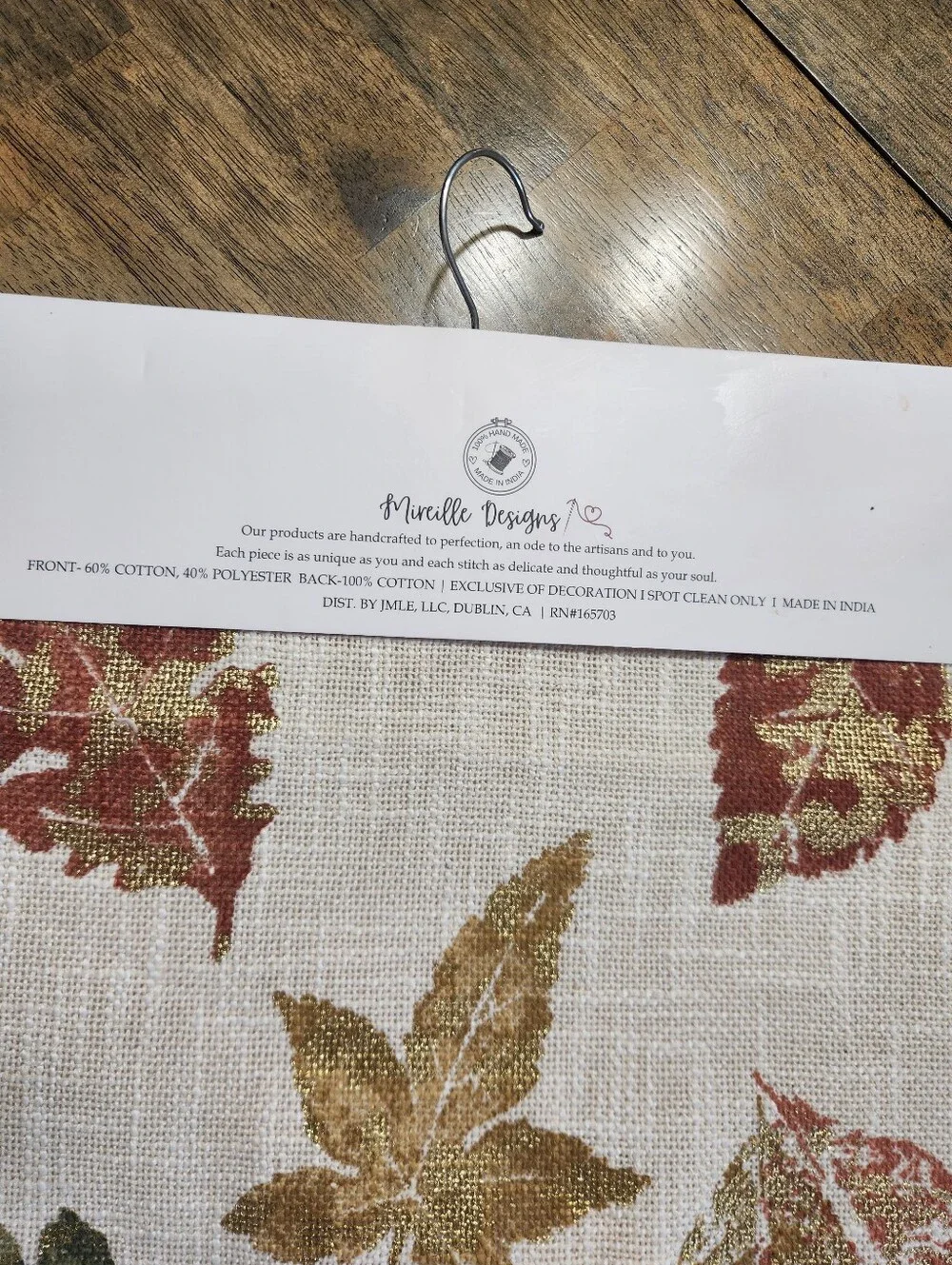 Mireille Designs Fall Leaf Table Runner 16x90 Gold Autumn Thanksgiving